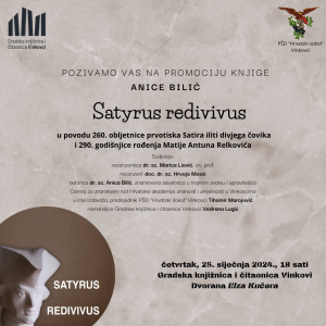 Satyrus redivivus, pozivnica, Gradska knjižnica i čitaonica Vinkovci